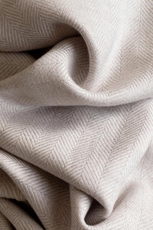 Johnstons Of Elgin Herringbone Merino Grey Bed Throw