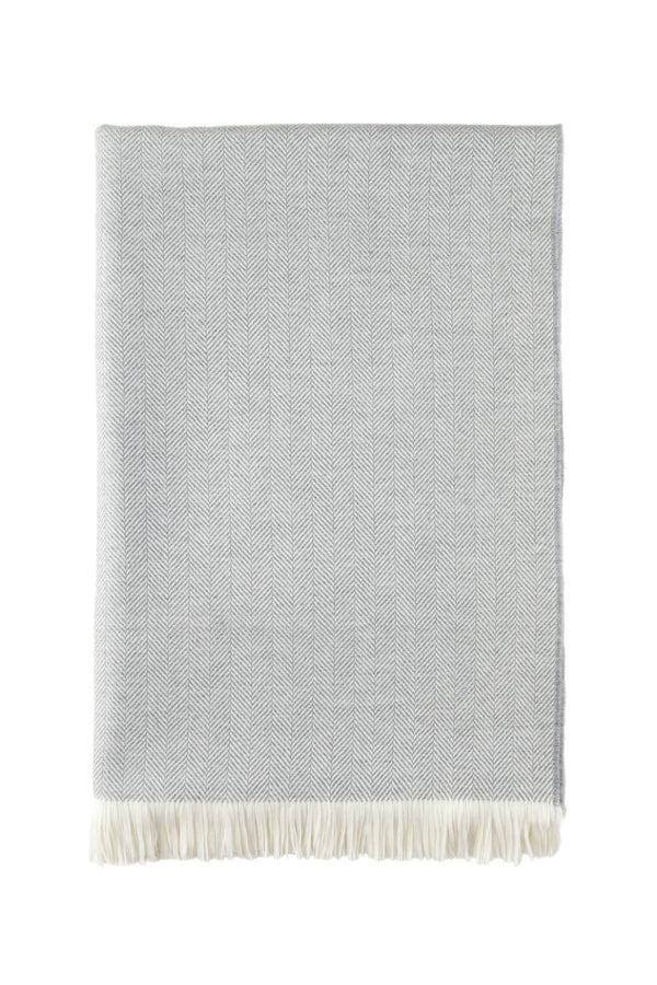 johnstons of elgin Herringbone Merino Grey Bed Throw