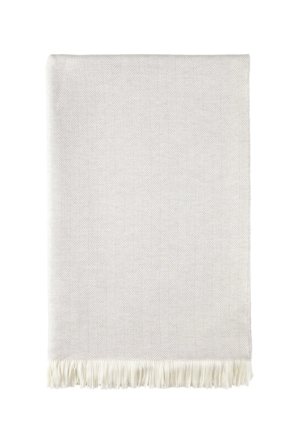 johnstons of elgin Herringbone Merino Grey Bed Throw
