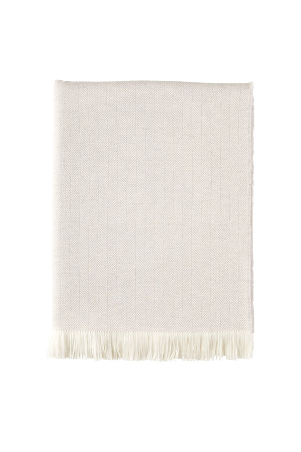 Johnstons Of Elgin Herringbone Merino Light Grey Throw