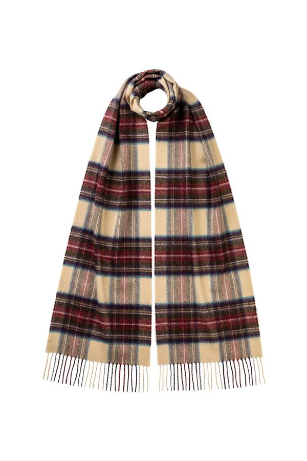 johnstons of elgin Hessian Dress Stewart Tartan Cashmere Scarf