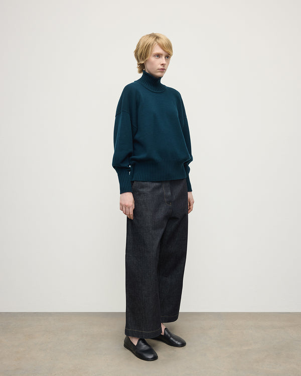 Johnstons Of Elgin High Neck Dark Green Cashmere Jumper