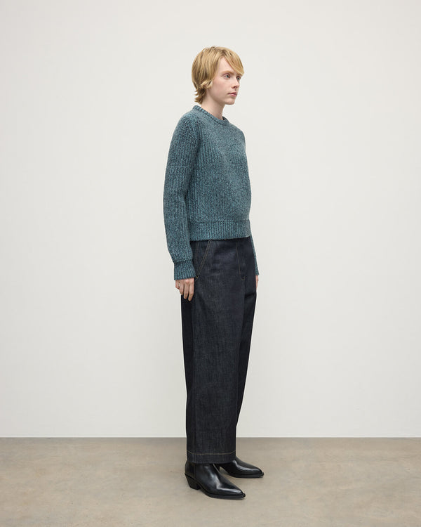 Johnstons Of Elgin High Neck Donegal Cashmere Blue Jumper
