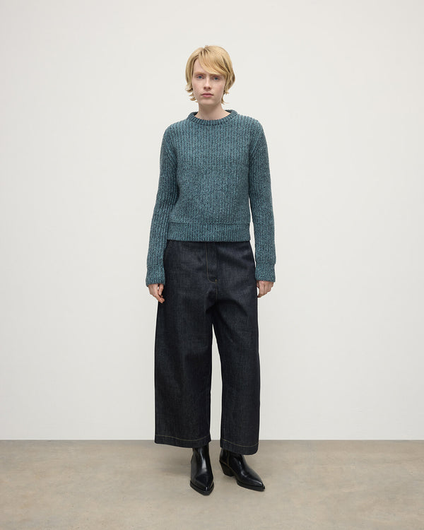 johnstons of elgin High Neck Donegal Cashmere Blue Jumper