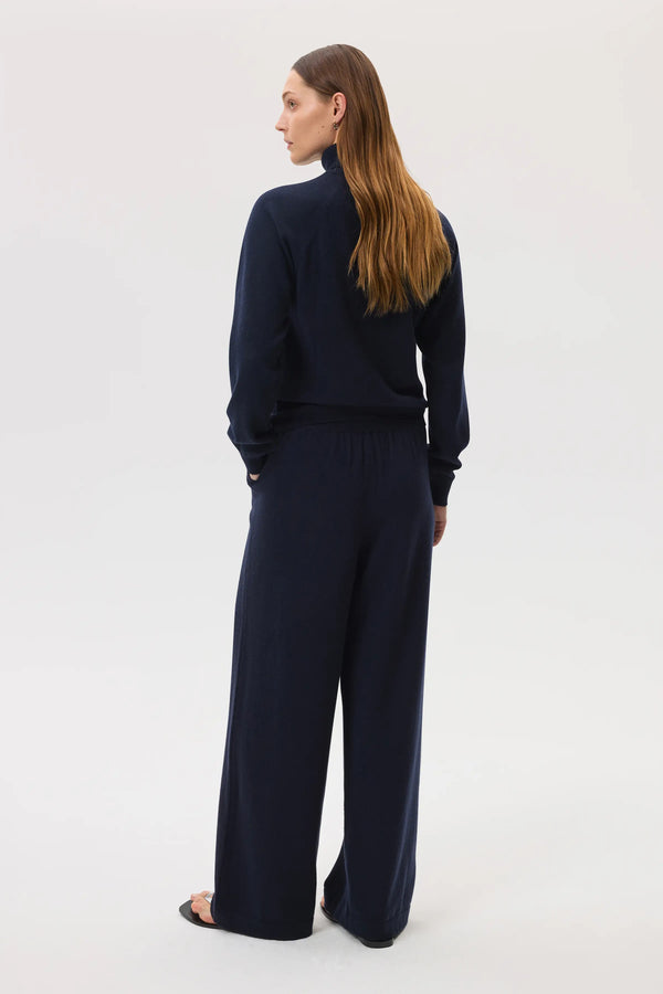 Johnstons Of Elgin High Rise Cashmere Dark Navy Culottes