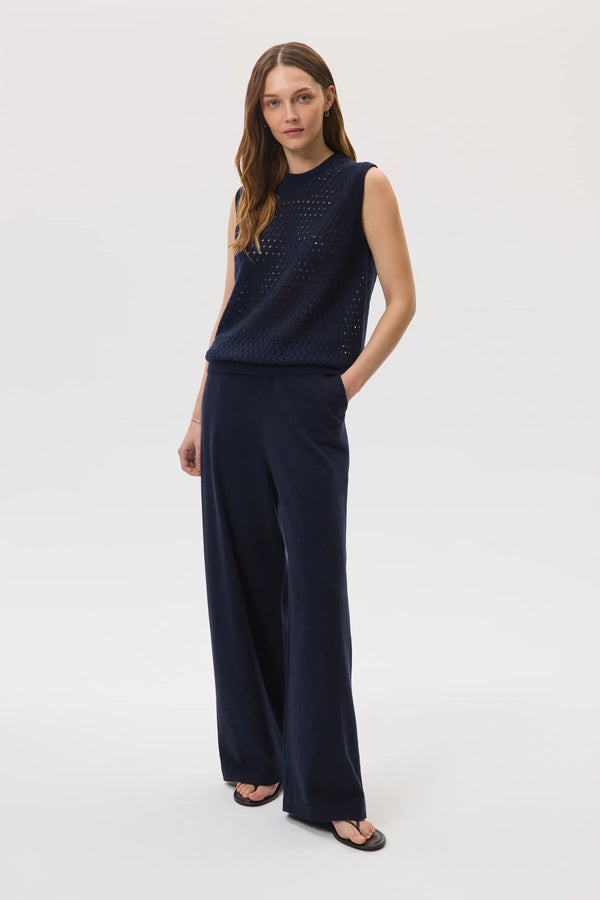 Johnstons Of Elgin High Rise Cashmere Dark Navy Culottes