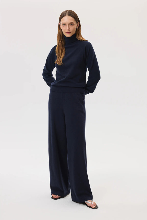 johnstons of elgin High Rise Cashmere Dark Navy Culottes