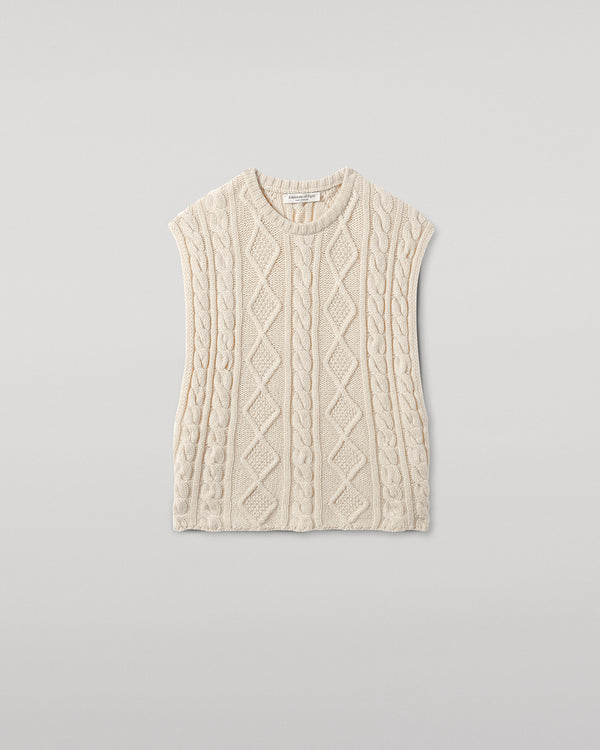 Johnstons Of Elgin Aran Cable Cream Cashmere Tank