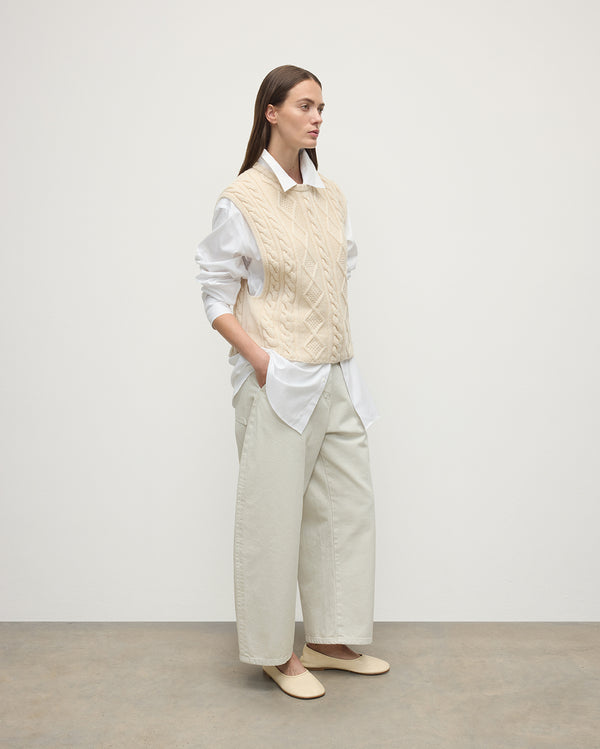 Johnstons Of Elgin Aran Cable Cream Cashmere Tank