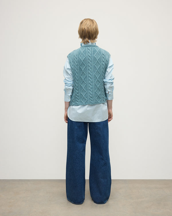 Johnstons Of Elgin Aran Cable Green Cashmere Tank