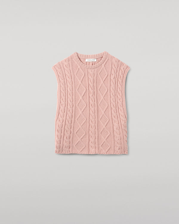 Johnstons Of Elgin Aran Cable Pink Cashmere Tank