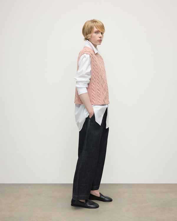 Johnstons Of Elgin Aran Cable Pink Cashmere Tank