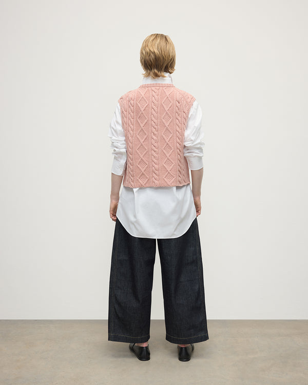 Johnstons Of Elgin Aran Cable Pink Cashmere Tank