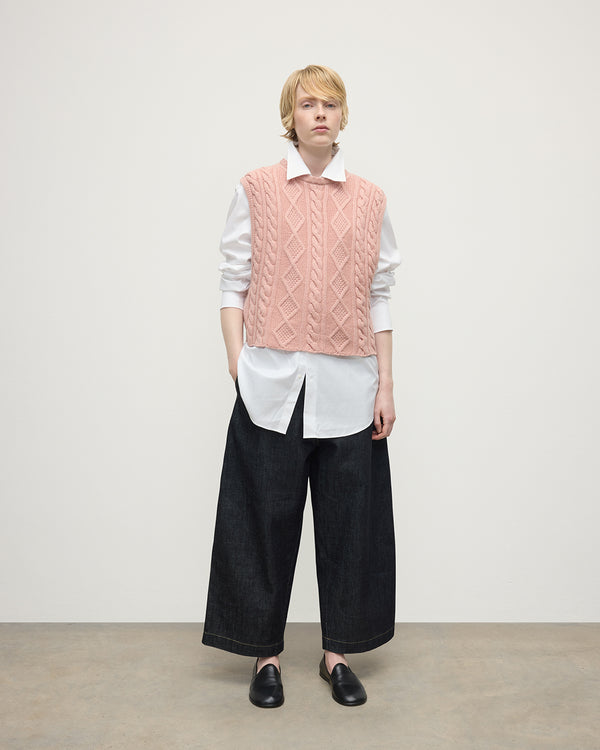 johnstons of elgin Aran Cable Pink Cashmere Tank