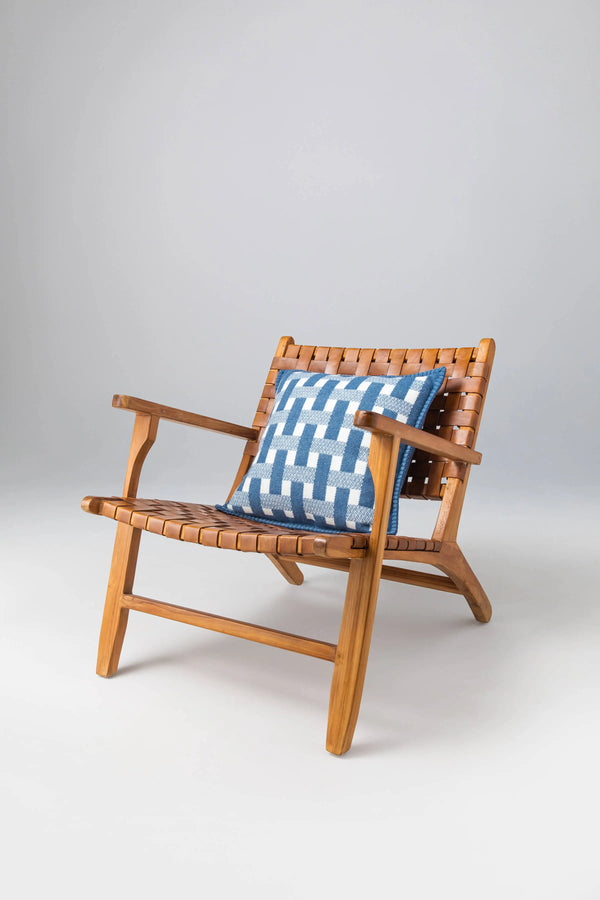 Johnstons Of Elgin Basketweave Blue Cushion
