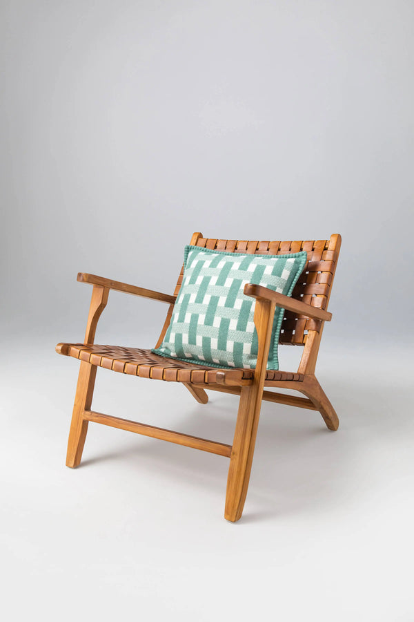 Johnstons Of Elgin Basketweave Green Cushion