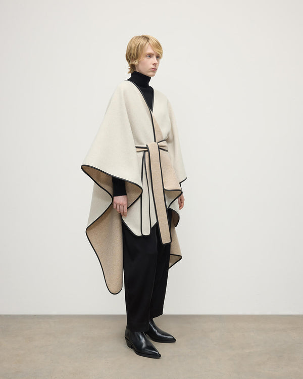 Johnstons Of Elgin Belted Cream Wool & Cashmere Cape
