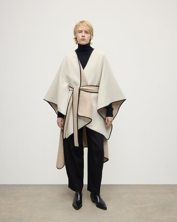 johnstons of elgin Belted Cream Wool & Cashmere Cape