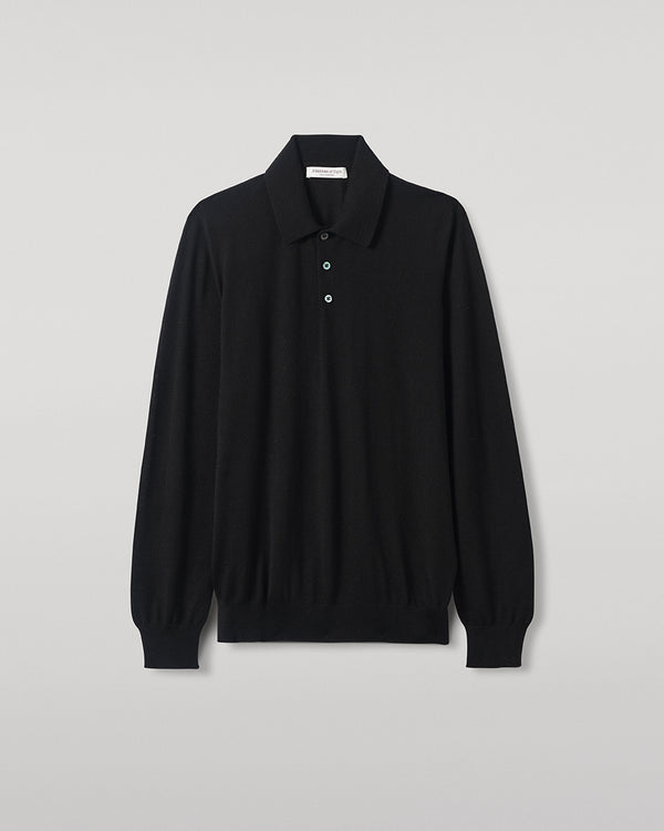 Johnstons Of Elgin Black Cashmere Polo Shirt