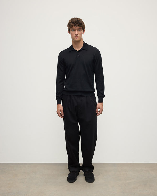 johnstons of elgin Black Cashmere Polo Shirt