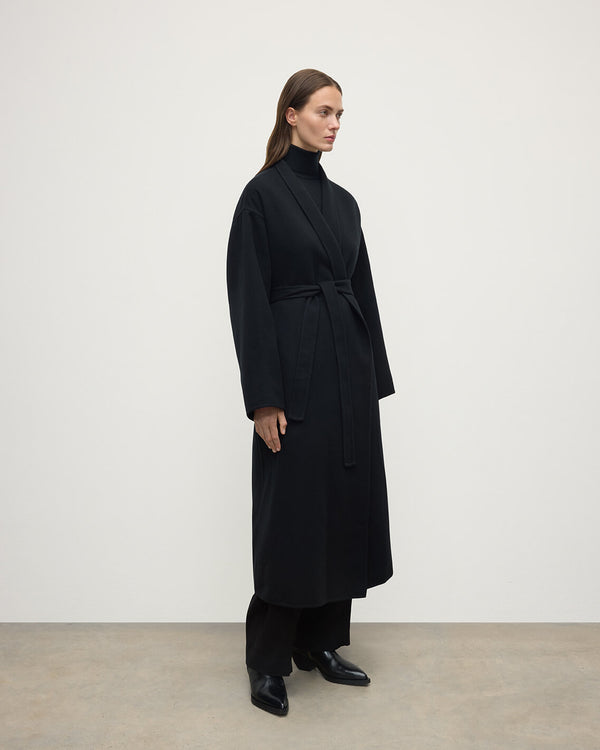 Johnstons Of Elgin Black Cashmere Wrap Coat