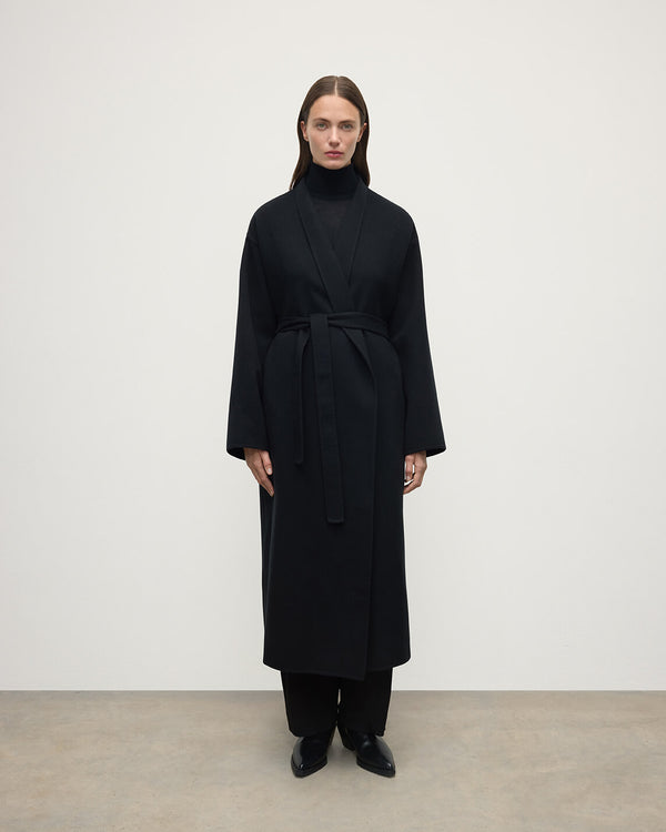 johnstons of elgin Black Cashmere Wrap Coat