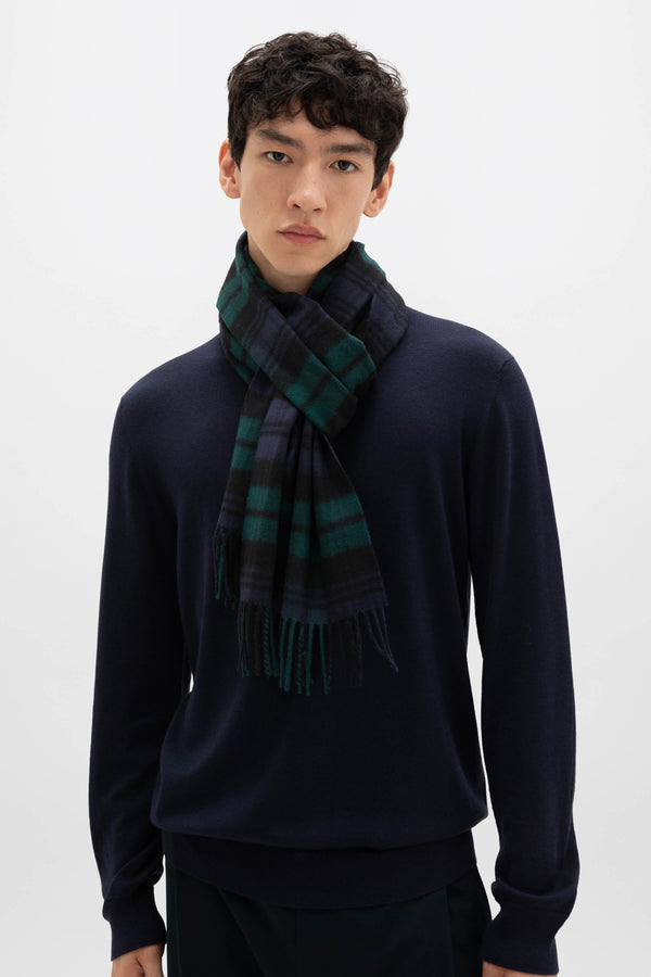 Johnstons Of Elgin Black Watch Tartan Merino Scarf