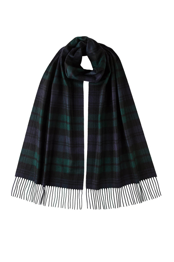 johnstons of elgin Black Watch Tartan Merino Scarf