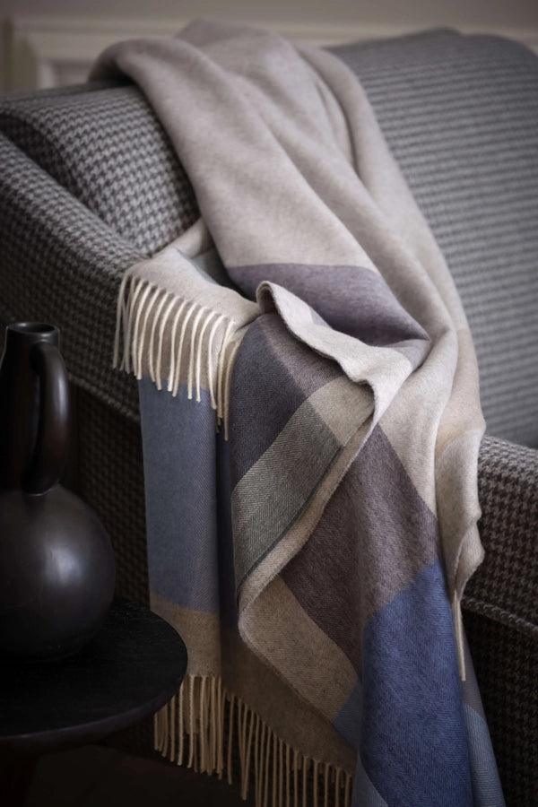 Johnstons Of Elgin Block Border Wool Cool Throw