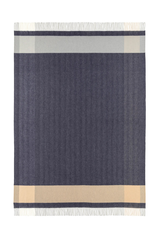 Johnstons Of Elgin Block Border Wool Dark Throw