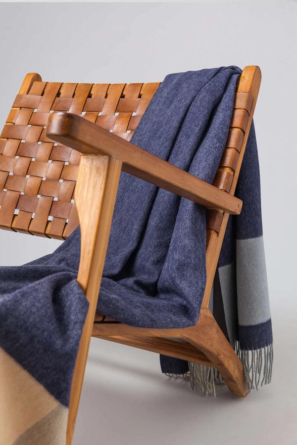 Johnstons Of Elgin Block Border Wool Dark Throw