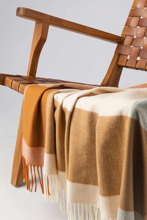 Johnstons Of Elgin Block Border Wool Warm Throw