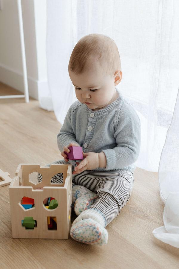 Johnstons Of Elgin Blue Cashmere Baby Cardigan