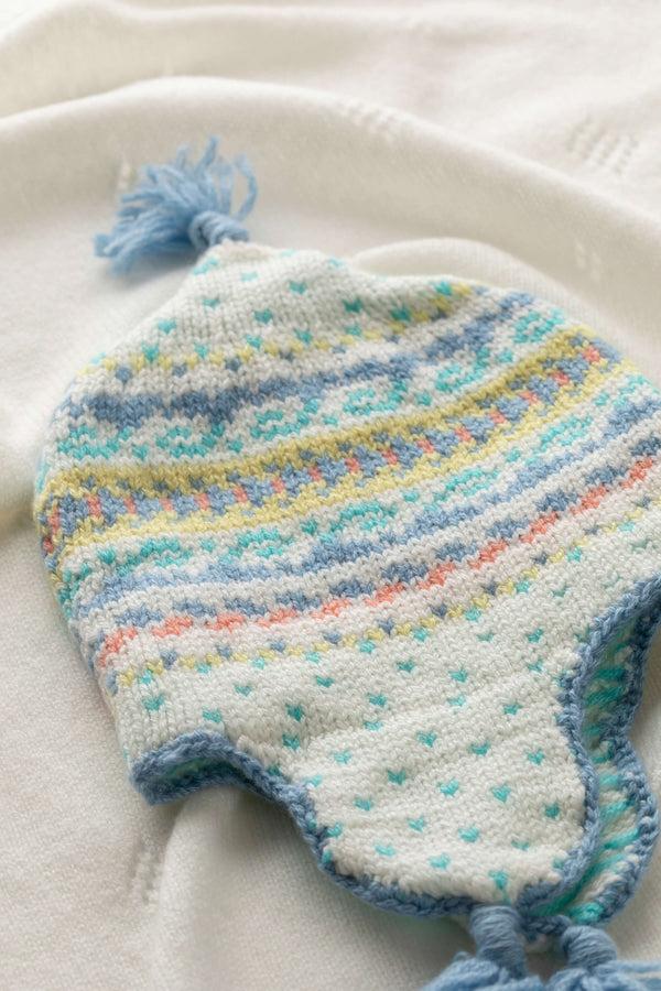 Johnstons Of Elgin Blue Cashmere Fairisle Baby Hat