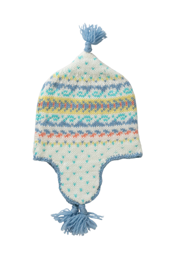 johnstons of elgin Blue Cashmere Fairisle Baby Hat