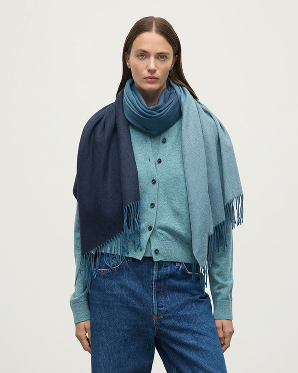 Johnstons Of Elgin Blue Ombré Cashmere Stole