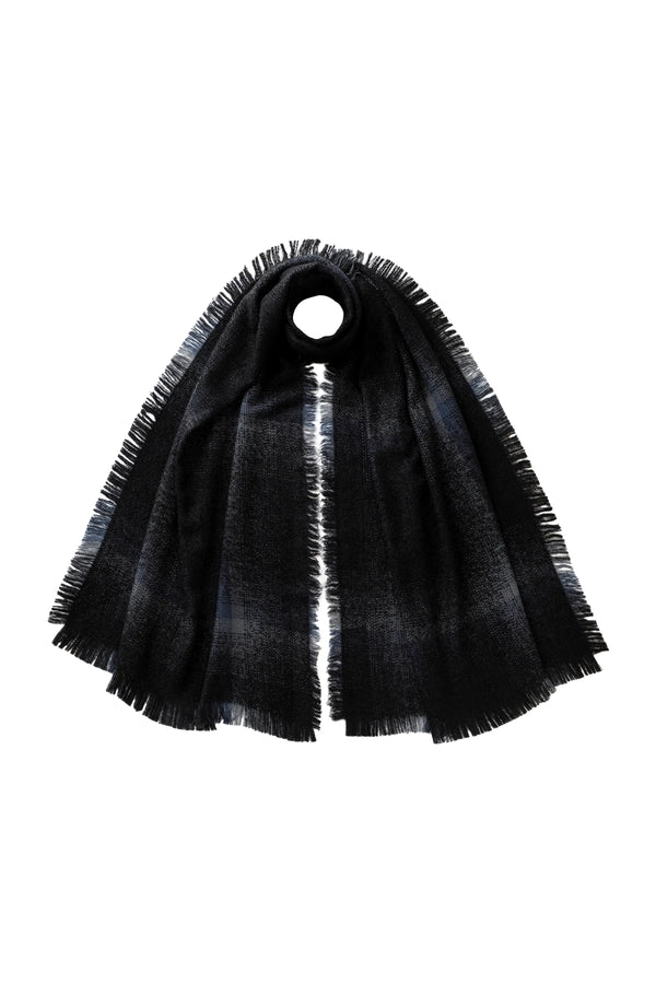 johnstons of elgin Blurred Bouclé Black Scarf