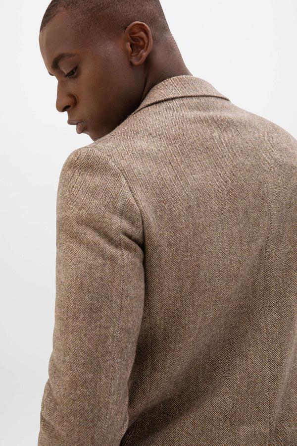 Johnstons Of Elgin Brown Herringbone Tweed Jacket