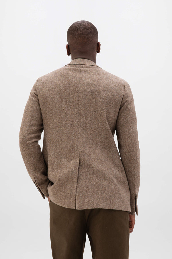 Johnstons Of Elgin Brown Herringbone Tweed Jacket