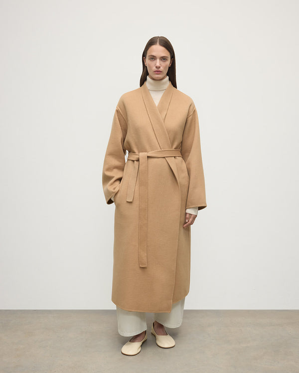 johnstons of elgin Camel Cashmere Wrap Coat