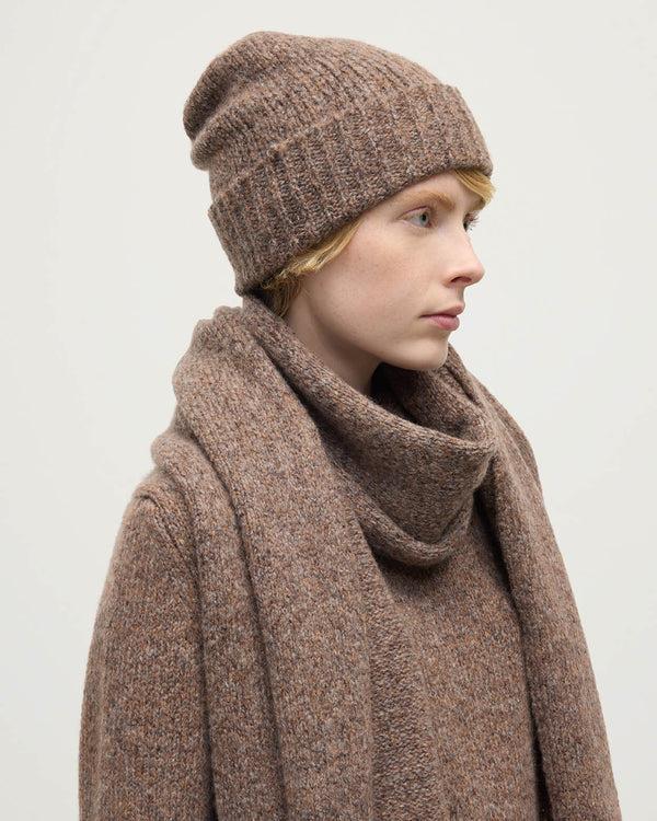 Johnstons Of Elgin Cashmere Bouclé Brown Beanie