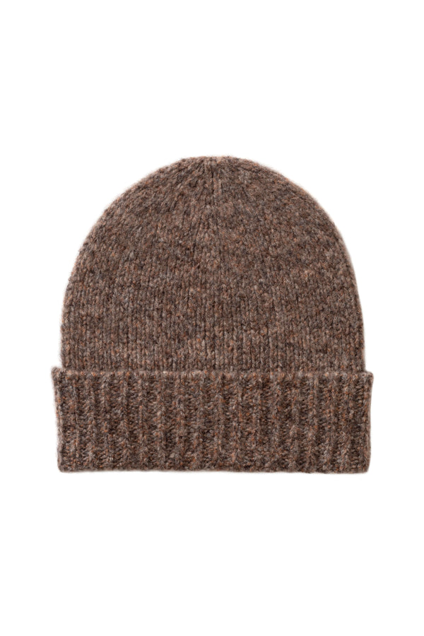 johnstons of elgin Cashmere Bouclé Brown Beanie