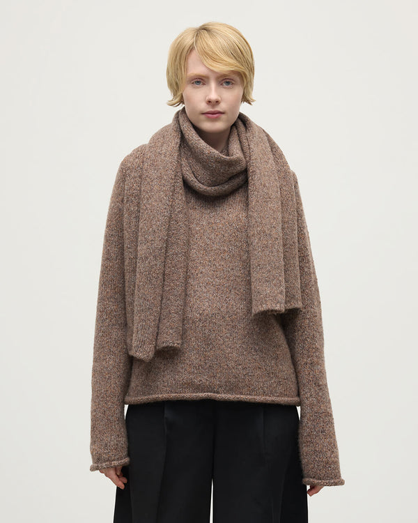 Johnstons Of Elgin Cashmere Bouclé Brown Scarf