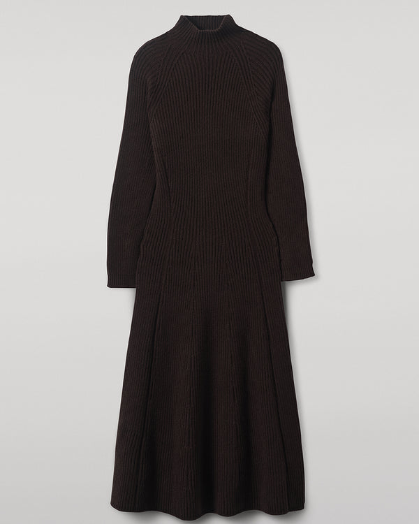Johnstons Of Elgin Cashmere Dark Brown Midi Dress