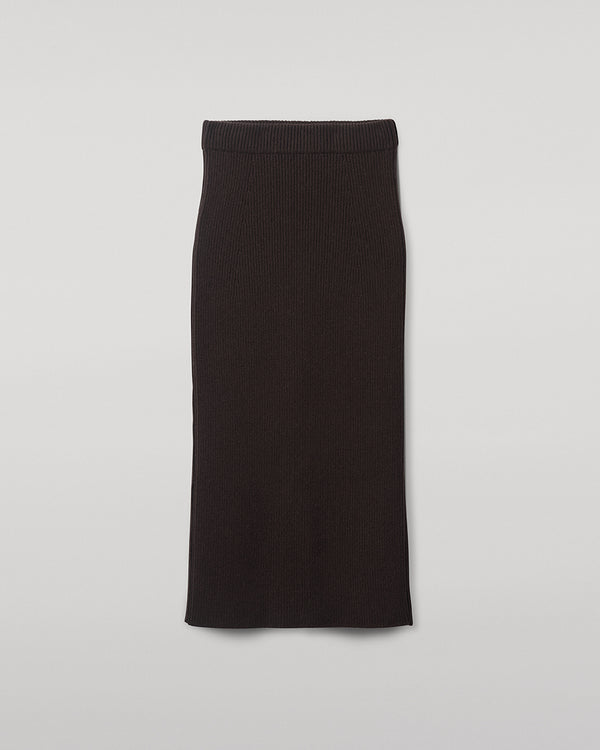 Johnstons Of Elgin Cashmere Dark Brown Midi Skirt