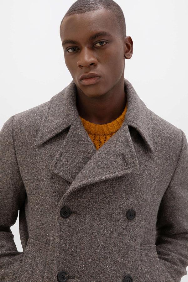 Johnstons Of Elgin Charcoal Herringbone Pea Coat
