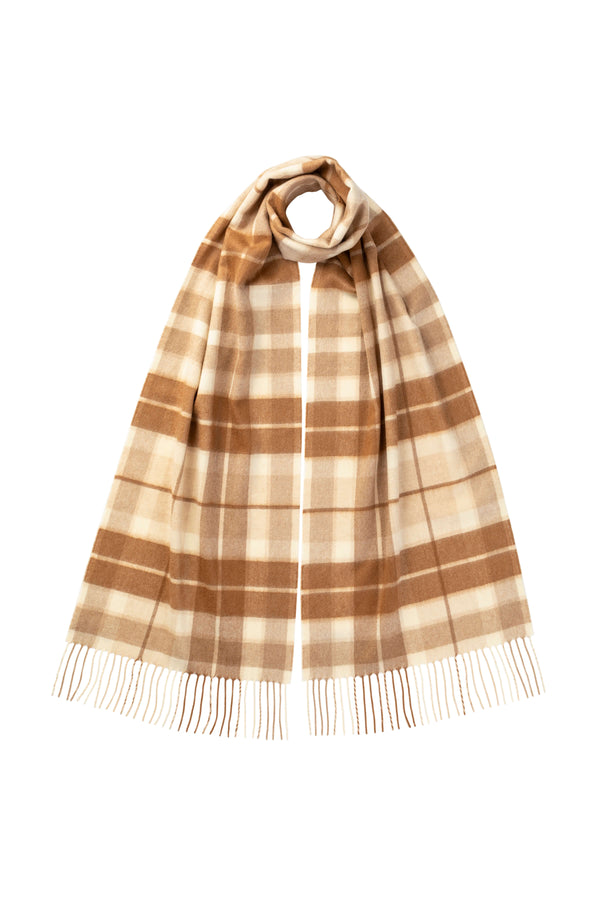 johnstons of elgin Check Cashmere & Vicuña Scarf
