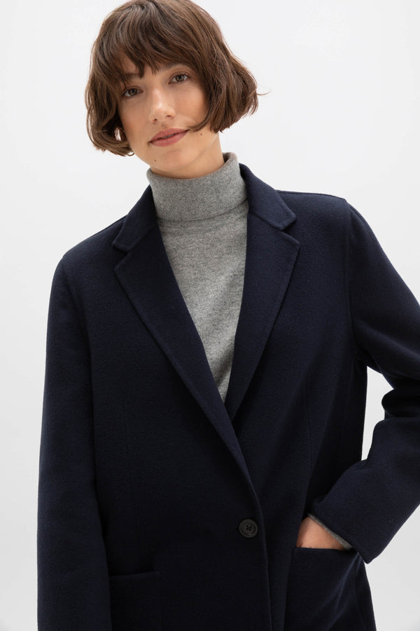 Johnstons Of Elgin Classic Navy Cashmere Coat