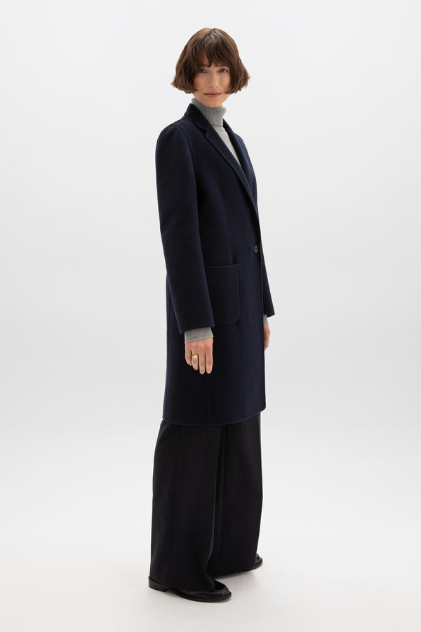 Johnstons Of Elgin Classic Navy Cashmere Coat