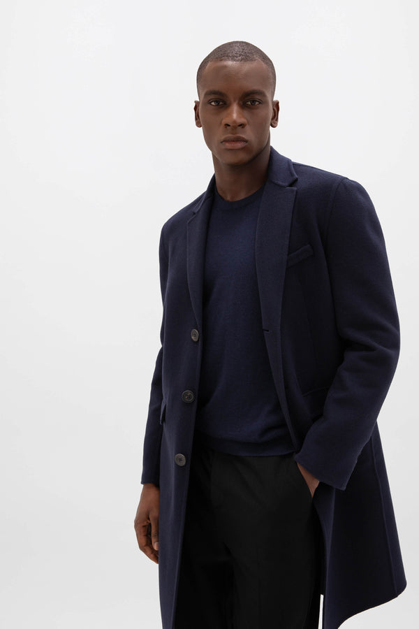 Johnstons Of Elgin Classic Navy Cashmere Coat
